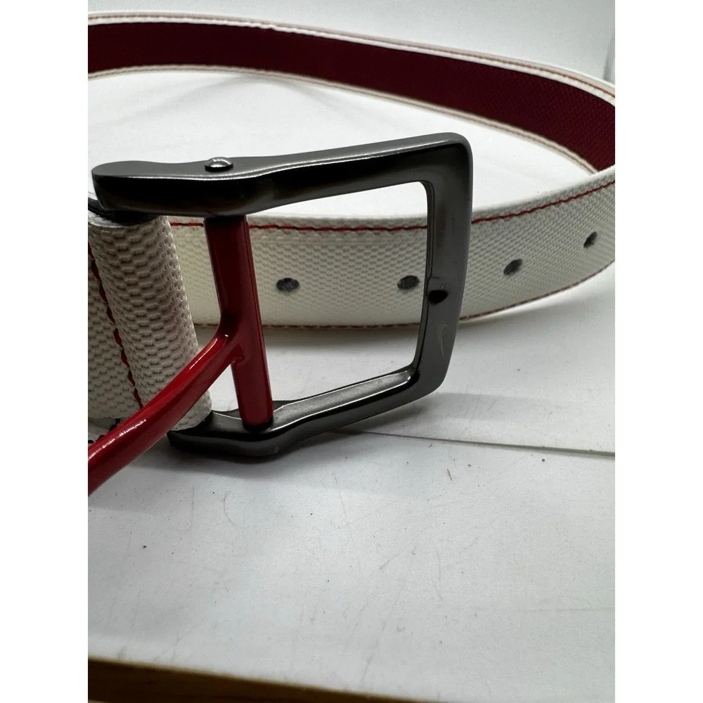 Tiger Woods Golf Leather Belt White/red Men's Size 38 Clean EUC A1
